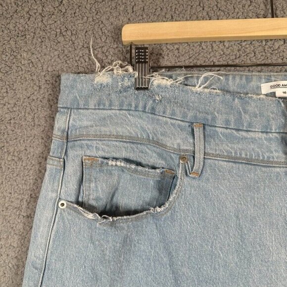 Good American Womens Plus Size 16 Blue High Rise Distressed Slim Fit Jeans - Picture 11 of 16